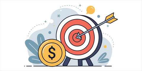 Bullseye success concept with target and arrow in modern style