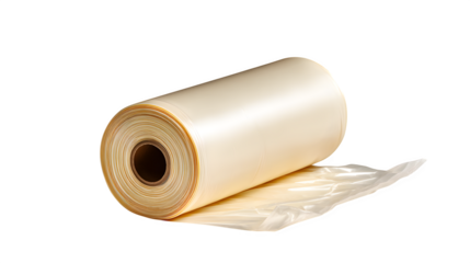 Compostable trash bag roll unrolled tip isolated on transparent background