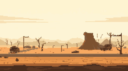 Pixelated Post-Apocalyptic Desert Landscape