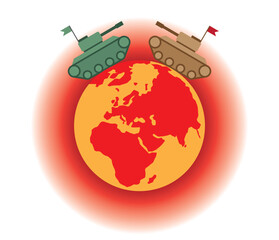 Two tanks pointing at each other on a red-hot planet earth