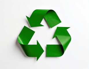 Obraz premium Green Recycling Symbol on Clean White Gradient Background