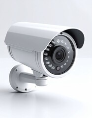 White security camera on a mount