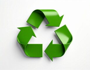 Obraz premium Green Recycling Symbol on Clean White Gradient Background