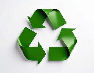 Obraz premium Green Recycling Symbol on Clean White Gradient Background