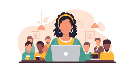 Diverse team working together in a modern co-working space, perfect for website banners or presentations.