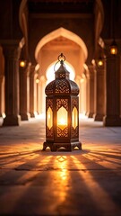 Ornate lantern in a mosque hallway
