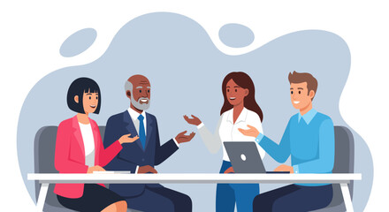 Diverse business team collaborating around a table, ideal for presentations on teamwork and diversity.