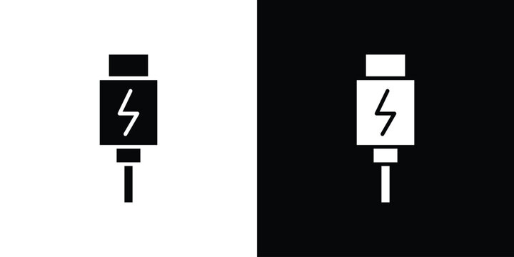 USB type c icons. minimal single flat icon for application in black and white