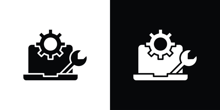 Software Engineering icons. minimal single flat icon for application in black and white