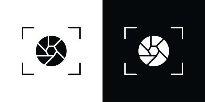Shutter icons. minimal single flat icon for application in black and white