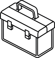 Classic toolbox icon with sturdy metal handle for design projects