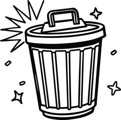 Clean trash bin delete icon for digital interfaces and applications