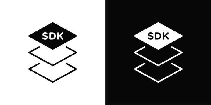 SDK icons. minimal single flat icon for application in black and white