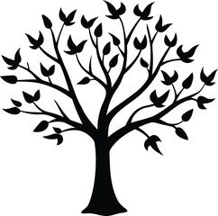 Whimsical tree with birds in spring coloring page for all ages