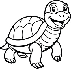 Happy turtle coloring page for kids and adults