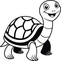 Happy turtle coloring page for kids and adults