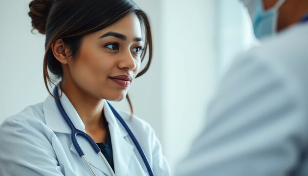 Dedicated healthcare professional with stethoscope in thoughtful consultation