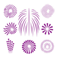 Purple Fireworks Vector Set