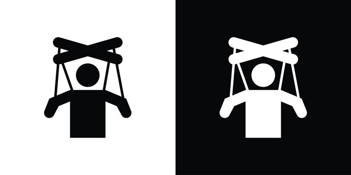 Puppet icons. minimal single flat icon for application in black and white
