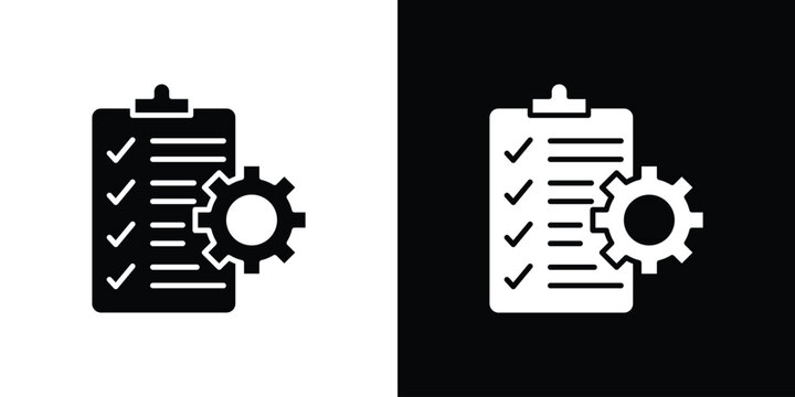 Project management icons. minimal single flat icon for application in black and white