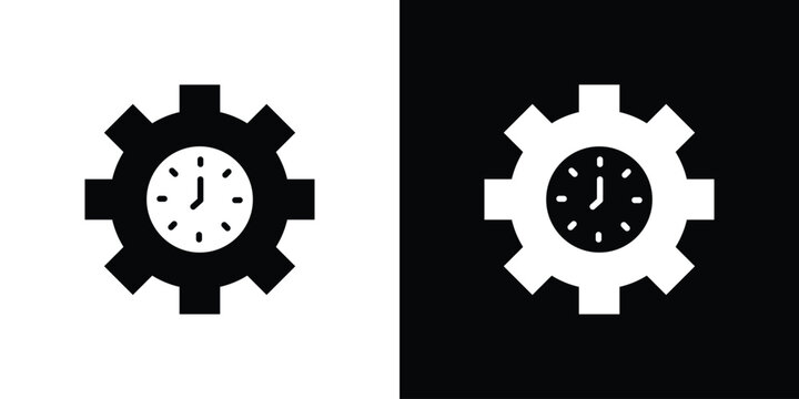 Productivity icons. minimal single flat icon for application in black and white