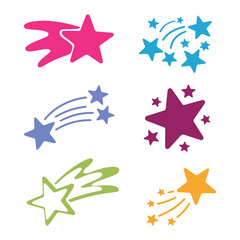 Colorful Shooting Star Vector Set
