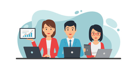 Diverse business team collaborating on project, ideal for website banners and presentations.