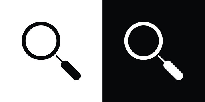 Magnifying glass icons. minimal single flat icon for application in black and white
