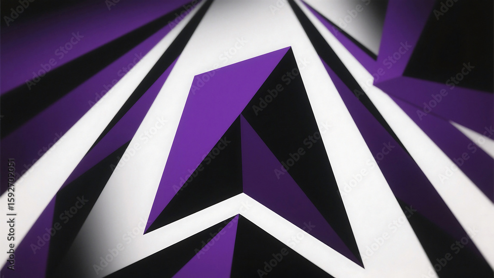 Poster abstract geometric design with purple white and black shapes creating a dynamic composition