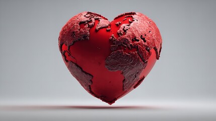 Red heart earth world globe love planet map valentine geography global travel international continents
