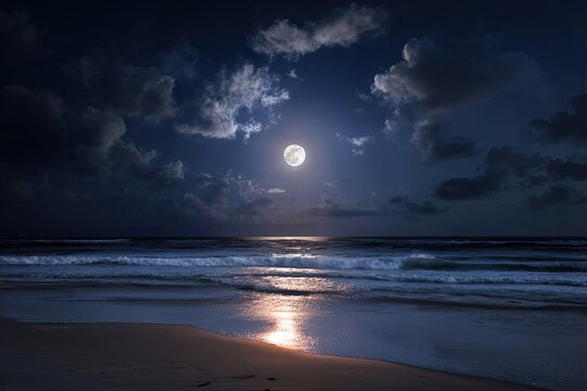 Moonlight beach scene (4) - Powered by Adobe