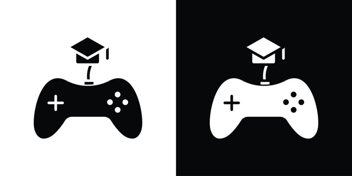 Game based learning icons. minimal single flat icon for application in black and white