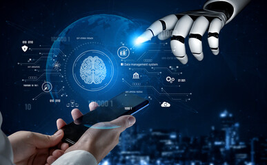 AI interacting with data management, data system, and data analysis processes for data-driven...