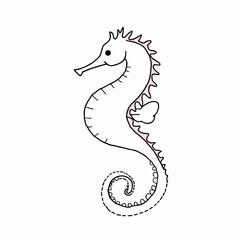 Fototapeta premium Illustration of a cute seahorse in pastel colors on white background, vector design with copy space