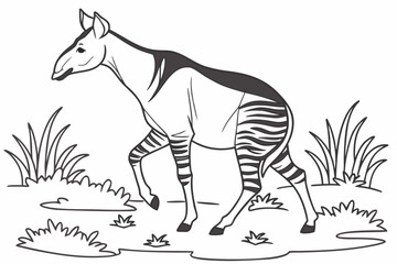 coloring page line art the okapi black vector © ofel