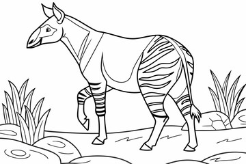 coloring page line art the okapi black vector © ofel
