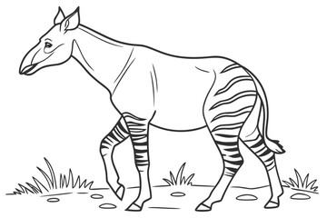 coloring page line art the okapi black vector