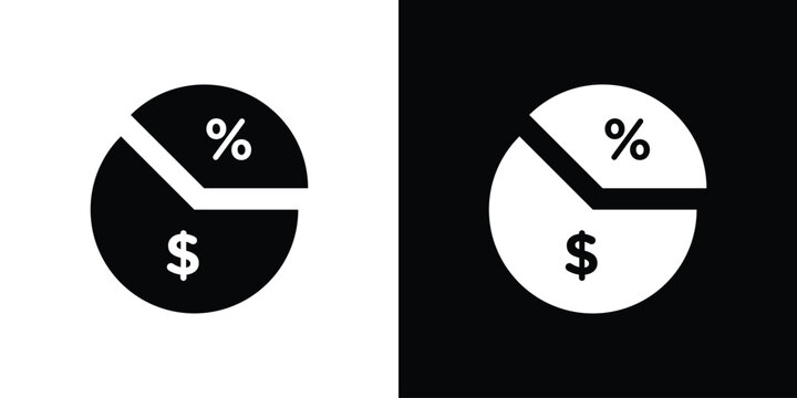 Dividend yield icons. minimal single flat icon for application in black and white