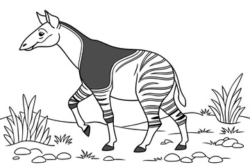 coloring page line art the okapi black vector © ofel
