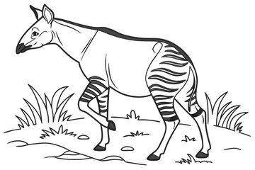 coloring page line art the okapi black vector © ofel