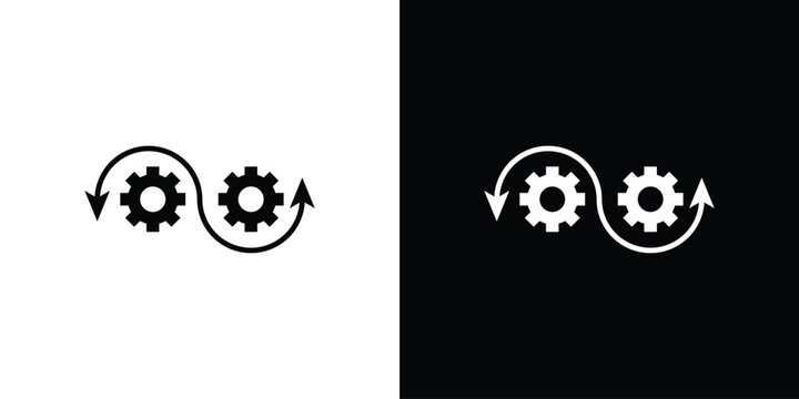 Devops icons. minimal single flat icon for application in black and white