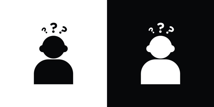Curious human icons. minimal single flat icon for application in black and white