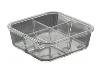 Clear plastic divided container for organizing food items  
