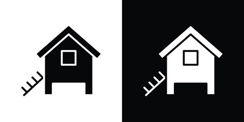 Chicken coop icons. minimal single flat icon for application in black and white © Annimo