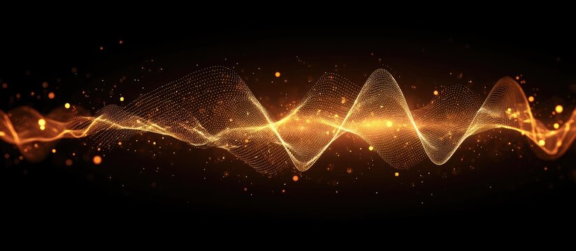 Abstract golden wave pattern on black background (2)