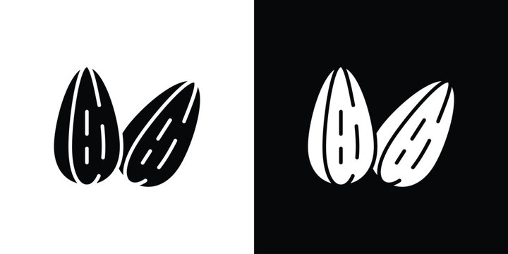 Almond icons. minimal single flat icon for application in black and white