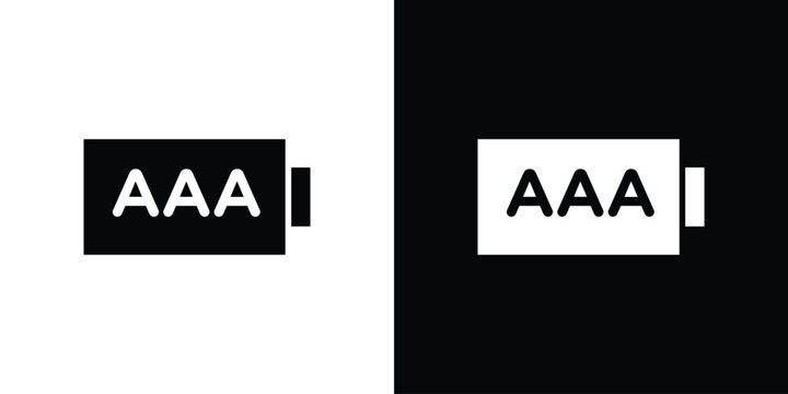 AAA battery icons. minimal single flat icon for application in black and white
