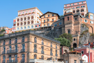 Colorful buildings on the cliff in Sorrento, Italy