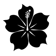 Minimalist black silhouette of a hibiscus flower on white background