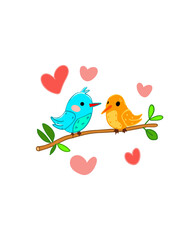 Cute Love Birds Drawing Perfect Illustration